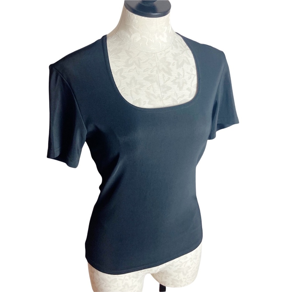 *Cdw Basic Black Short Sleeve Compression Scoop N… - image 1